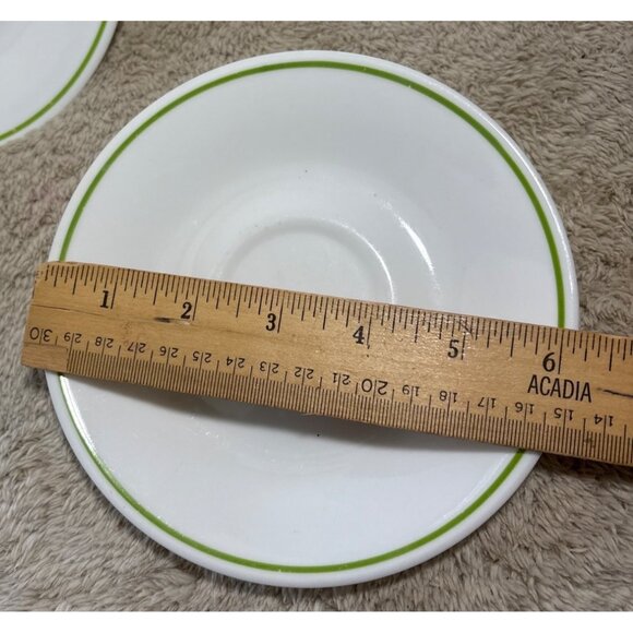 Corelle By Corning Saucer Plate Meadow White Green Trim 6.25" Vintage Set Of 5 - Picture 4 of 8